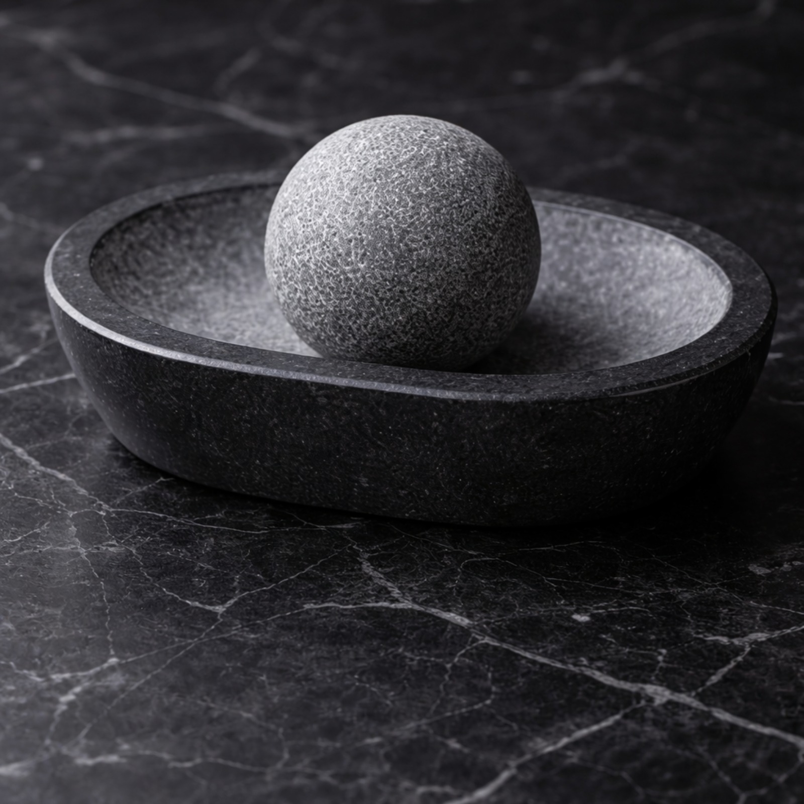 Traditional Granite Ball & Bowl Stone Grinder | Ammikallu Ural Set for Chutney, Spices & Masala | 100% Natural Black Granite | Handcrafted Heavy Duty Khalbatta